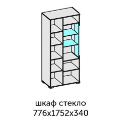 Аллегро-10 Шкаф 2дв. (со стеклом) (дуб крафт золотой-камень темный) в Асбесте - asbest.mebel24.online | фото 2