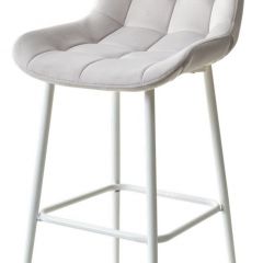 Барный стул ХОФМАН, цвет H-09 Светло-серый, велюр / белый каркас М-City в Асбесте - asbest.mebel24.online | фото 1