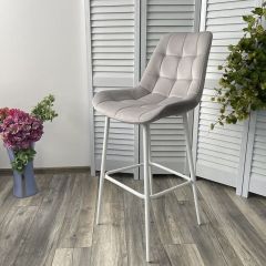 Барный стул ХОФМАН, цвет H-09 Светло-серый, велюр / белый каркас М-City в Асбесте - asbest.mebel24.online | фото 2