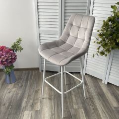 Барный стул ХОФМАН, цвет H-09 Светло-серый, велюр / белый каркас М-City в Асбесте - asbest.mebel24.online | фото 3