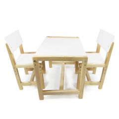 Детский растущий комплект стол и два стула  Я САМ "Лофт" (Белый, Сосна) в Асбесте - asbest.mebel24.online | фото 1