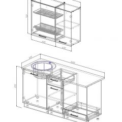 Кухонный гарнитур Антрацит 1600 (Стол. 26мм) в Асбесте - asbest.mebel24.online | фото 2