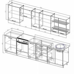 Кухонный гарнитур Антрацит 3000 (Стол. 26мм) в Асбесте - asbest.mebel24.online | фото 2