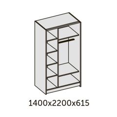 ИННЭС-5 Шкаф-купе 2-х дв. 1400 (1дв. Ф1 - бодега белая, 1дв. Ф2 - зеркало) в Асбесте - asbest.mebel24.online | фото 2