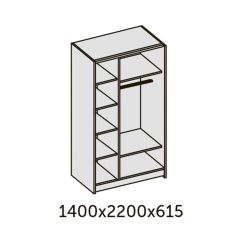ИННЭС-5 Шкаф-купе 2-х дв. 1400 (2 дв. Ф3 - венге вст. экокожа коричневый) в Асбесте - asbest.mebel24.online | фото 2