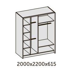 ИННЭС-5 Шкаф-купе 2-х дв. 2000 (2 дв. Ф3 - венге вст. экокожа корич) в Асбесте - asbest.mebel24.online | фото 2