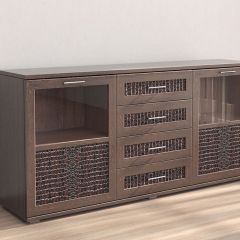 Кэт-4 Комодино (МДФ Венге/Экокожа Caiman коричневый) в Асбесте - asbest.mebel24.online | фото