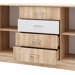 БЕАТРИС Комод К1400 (Дуб Сонома/Белый глянец) в Асбесте - asbest.mebel24.online | фото 2