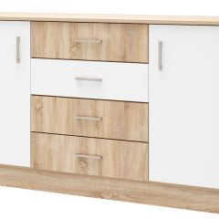 БЕАТРИС Комод К1400 (Дуб Сонома/Белый глянец) в Асбесте - asbest.mebel24.online | фото