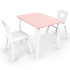 Комплект детской мебели стол и два стула Корона  (Розовый/Белый/Белый) в Асбесте - asbest.mebel24.online | фото 1