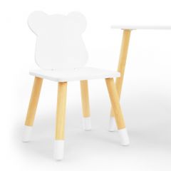 Комплект детской мебели стол и два стула Мишутка (Белый/Белый/Береза) в Асбесте - asbest.mebel24.online | фото 1