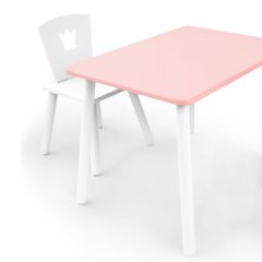 Комплект детской мебели стол и стул Корона (Розовый/Белый/Белый) в Асбесте - asbest.mebel24.online | фото