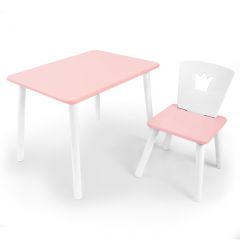Комплект детской мебели стол и стул Корона (Розовый/Розовый/Белый) в Асбесте - asbest.mebel24.online | фото