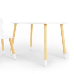 Комплект детской мебели стол и стул Облачко (Белый/Белый/Береза) в Асбесте - asbest.mebel24.online | фото