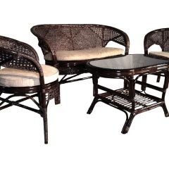 Комплект Пеланги 02/15 с 2-х местным диваном и овальным столом (Темно-коричневый) в Асбесте - asbest.mebel24.online | фото