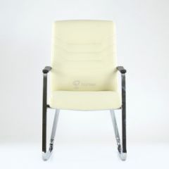 Кресло Barneo K-25 для посетителей и переговорных (хром, бежевая экокожа) в Асбесте - asbest.mebel24.online | фото 2