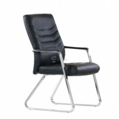 Кресло Barneo K-25 для посетителей и переговорных (хром, черная экокожа) в Асбесте - asbest.mebel24.online | фото