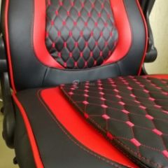 Кресло геймерское Barneo K-37 (черная экокожа красные вставки) в Асбесте - asbest.mebel24.online | фото