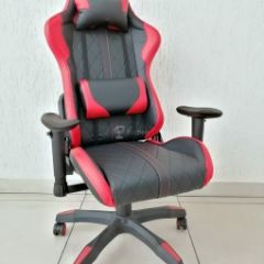 Кресло геймерское Barneo K-52 (черная экокожа красные вставки) в Асбесте - asbest.mebel24.online | фото 1