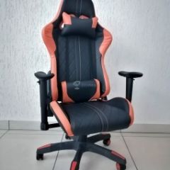 Кресло геймерское Barneo K-52 (черная экокожа оранжевые вставки) в Асбесте - asbest.mebel24.online | фото
