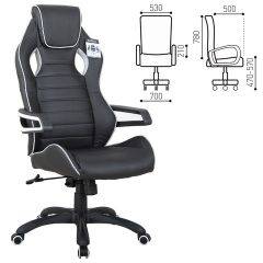 Кресло компьютерное BRABIX Techno Pro GM-003 (экокожа черное/серое, вставки серые) 531814 в Асбесте - asbest.mebel24.online | фото 1