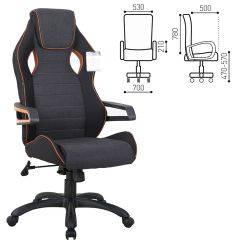 Кресло компьютерное BRABIX Techno Pro GM-003 (ткань черное/серое, вставки оранжевые) 531813 в Асбесте - asbest.mebel24.online | фото 2
