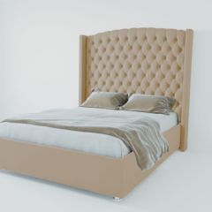 Кровать Берлин ЛЮКС с ПМ 1200 (велюр светло-серый) в Асбесте - asbest.mebel24.online | фото 2