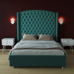 Кровать Берлин ЛЮКС с ПМ 800 (велюр бирюзовый) в Асбесте - asbest.mebel24.online | фото 2