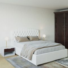 Кровать Берлин с ПМ 1400 (экокожа белая) в Асбесте - asbest.mebel24.online | фото