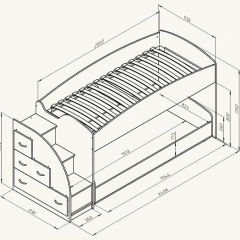 Кровать-чердак "Дюймовочка-4.2"  Дуб молочный/Оранжевый в Асбесте - asbest.mebel24.online | фото 3