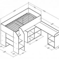 Кровать-чердак "Теремок-2" Дуб молочный в Асбесте - asbest.mebel24.online | фото 3