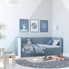 Кровать-диван Leonardo 180*80 (Голубой) + боковина в Асбесте - asbest.mebel24.online | фото 5