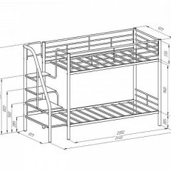 Кровать двухъярусная "Толедо" Черный/Дуб молочный в Асбесте - asbest.mebel24.online | фото 2