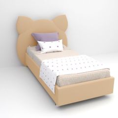 Кровать Котя с ортопедическим основанием 800 (экокожа бежевый) в Асбесте - asbest.mebel24.online | фото