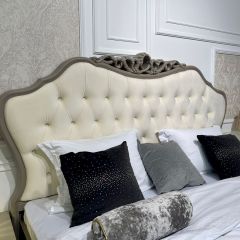 Кровать Мокко 1600 с мягким изголовьем + основание (серый камень) в Асбесте - asbest.mebel24.online | фото 2