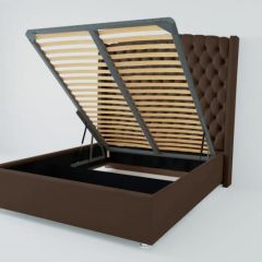 Кровать Берлин ЛЮКС с ПМ 800 (экокожа коричневая) в Асбесте - asbest.mebel24.online | фото