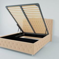 Кровать Нягань с ПМ 1800 (экокожа бежевая) в Асбесте - asbest.mebel24.online | фото