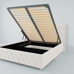 Кровать Нягань с ПМ 900 (экокожа белая) в Асбесте - asbest.mebel24.online | фото 2