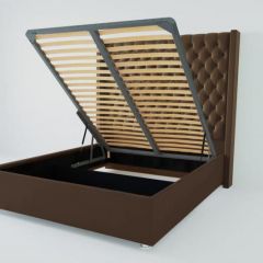 Кровать Версаль ЛЮКС с ПМ 1800 (экокожа коричневая) в Асбесте - asbest.mebel24.online | фото 2