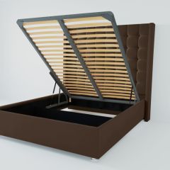 Кровать Венеция ЛЮКС с ПМ 1200 (экокожа коричневая) в Асбесте - asbest.mebel24.online | фото