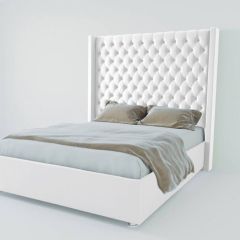 Кровать Версаль ЛЮКС с ПМ 1400 (экокожа белая) в Асбесте - asbest.mebel24.online | фото