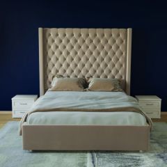 Кровать Версаль ЛЮКС с ПМ 1400 (велюр светло-серый) в Асбесте - asbest.mebel24.online | фото