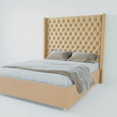 Кровать Версаль ЛЮКС с ПМ 1800 (экокожа бежевая) в Асбесте - asbest.mebel24.online | фото