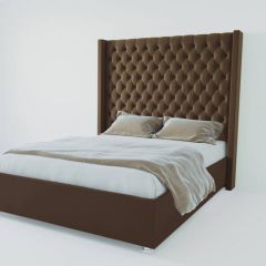 Кровать Версаль ЛЮКС с ПМ 1800 (экокожа коричневая) в Асбесте - asbest.mebel24.online | фото