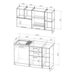 Кухонный гарнитур Ольга медиум 3 1400 мм в Асбесте - asbest.mebel24.online | фото 2