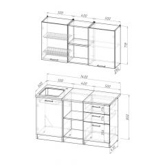 Кухонный гарнитур Ольга медиум 4 1400 мм в Асбесте - asbest.mebel24.online | фото 2