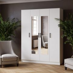 ЛАРС Шкаф комбинированный 1,6 с зеркалом Белый в Асбесте - asbest.mebel24.online | фото