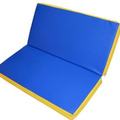 Мат гимнастический 1х1х0,08м складной цв. синий-желтый в Асбесте - asbest.mebel24.online | фото 1