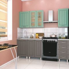 Модульная кухня Луксор серый-бирюза в Асбесте - asbest.mebel24.online | фото 1