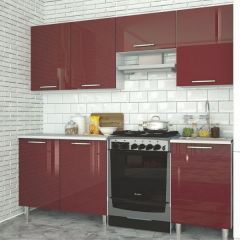 Модульная кухня Танго бордо в Асбесте - asbest.mebel24.online | фото 1